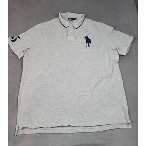 Polo Ralph Lauren Big Pony Shirt Men 2XL Gray 3 Lightweight Outdoor Rugby Preppy
